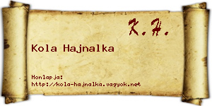 Kola Hajnalka névjegykártya